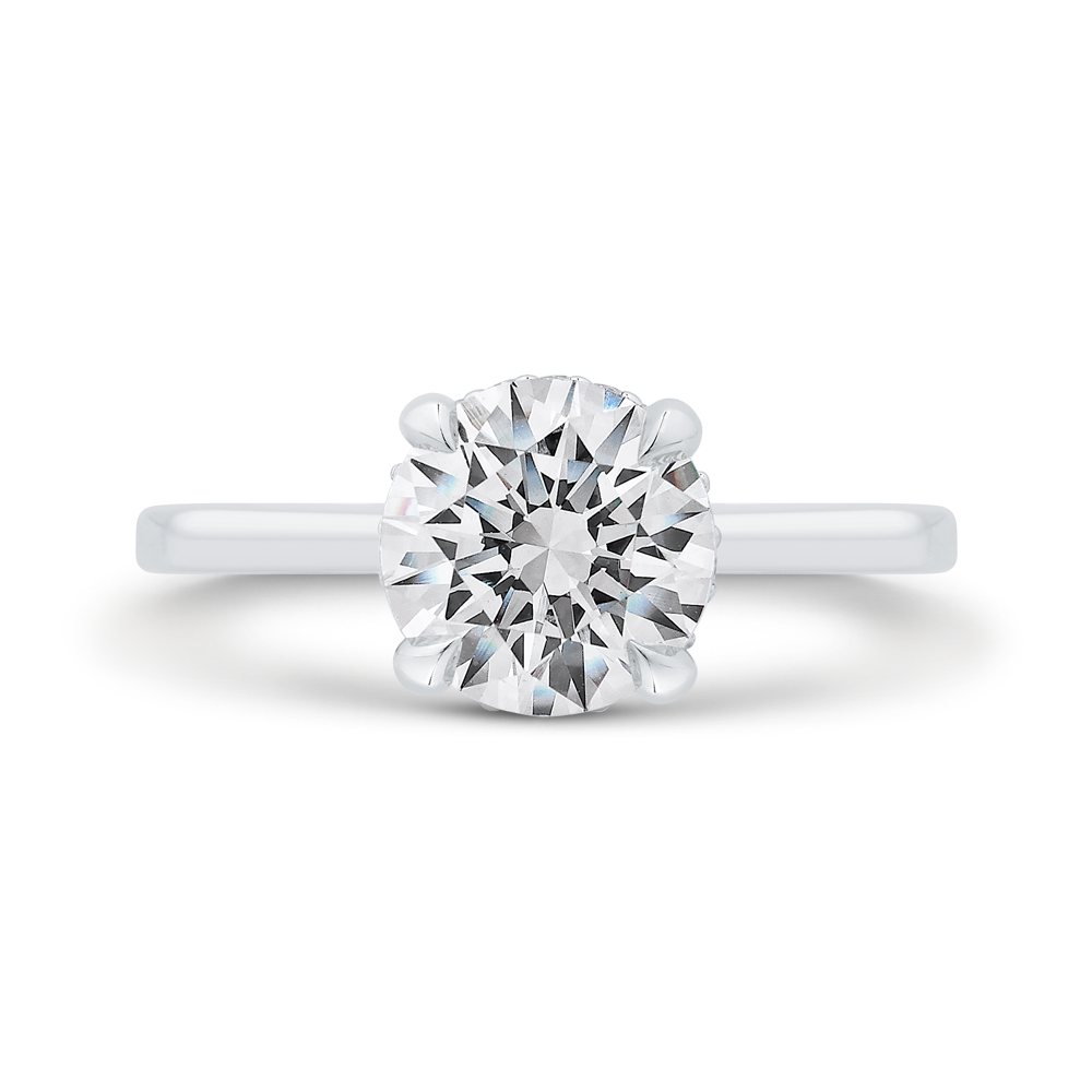 14k white gold round cut diamond solitaire engagement ring (semi-mount)