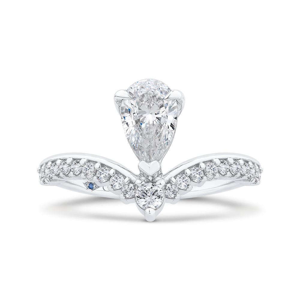 14k white gold pear diamond engagement ring (semi-mount)