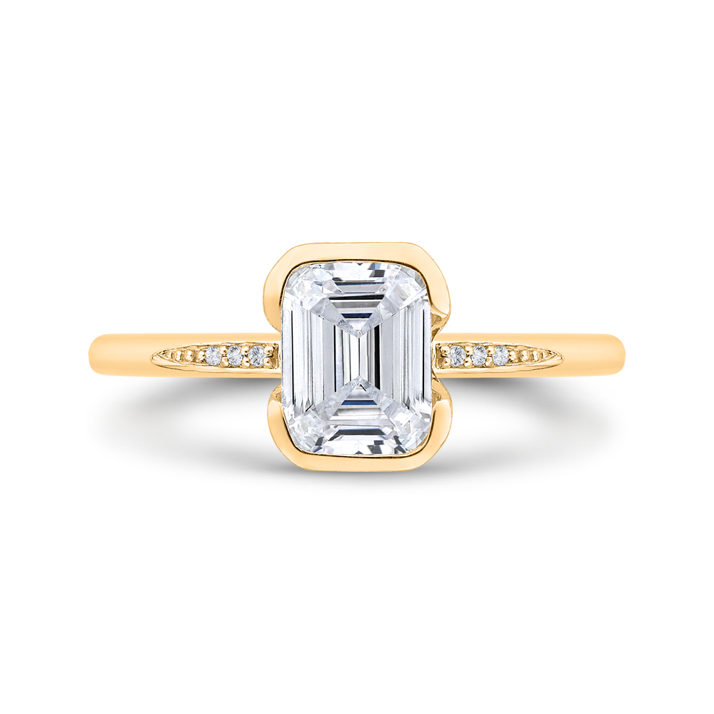14k yellow gold emerald cut diamond engagement ring (semi-mount)