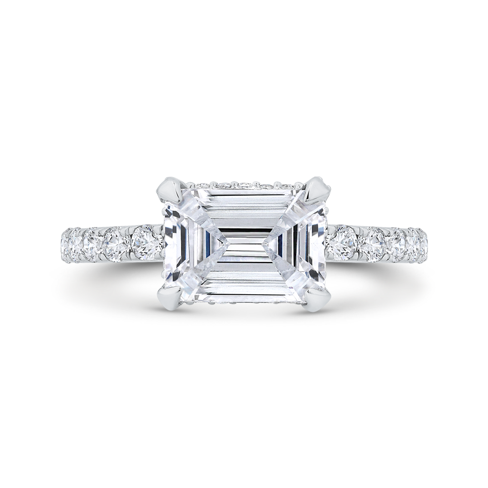 14k white gold emerald cut diamond engagement ring (semi-mount)