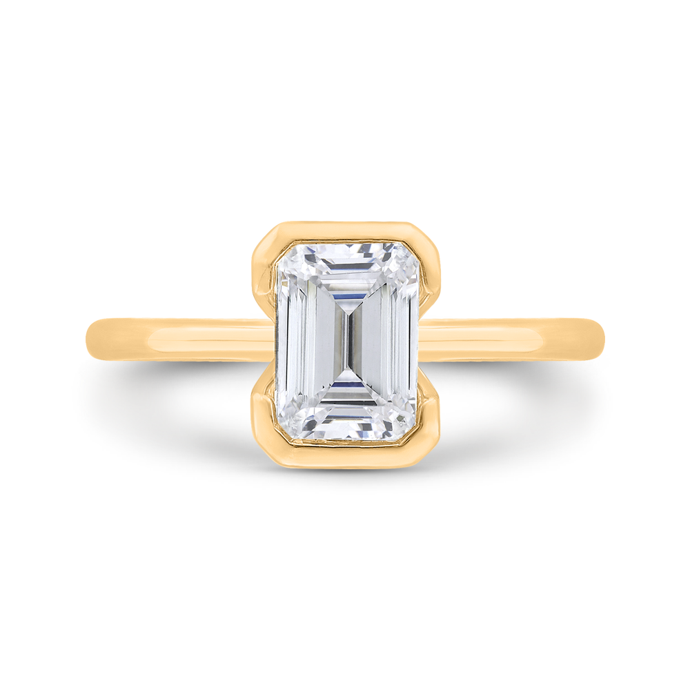 14k yellow gold emerald cut diamond solitaire engagement ring (semi-mount)