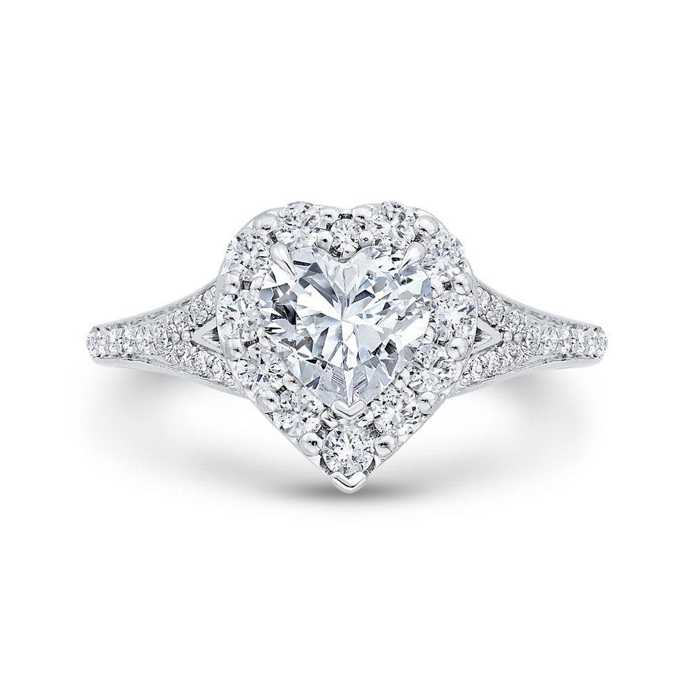 14k white gold heart cut diamond engagement ring (semi-mount)