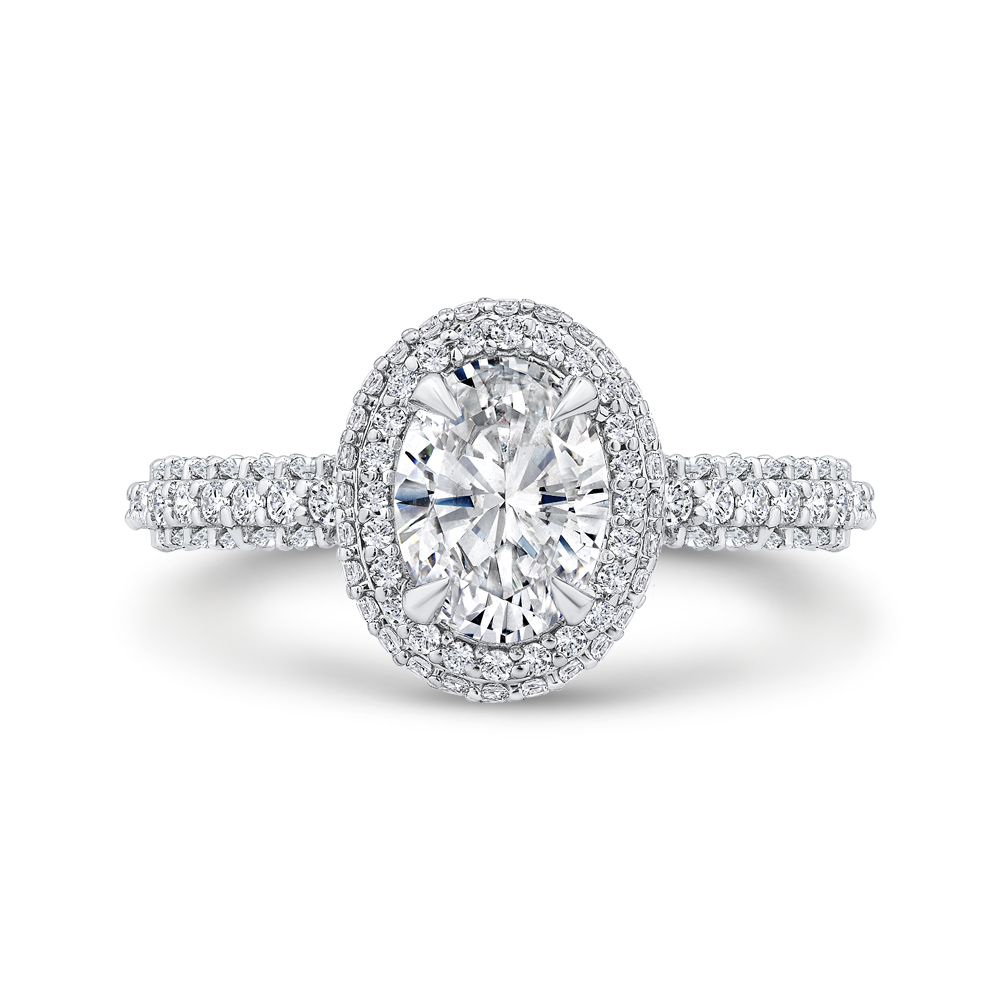 14k white gold oval diamond halo engagement ring (semi-mount)