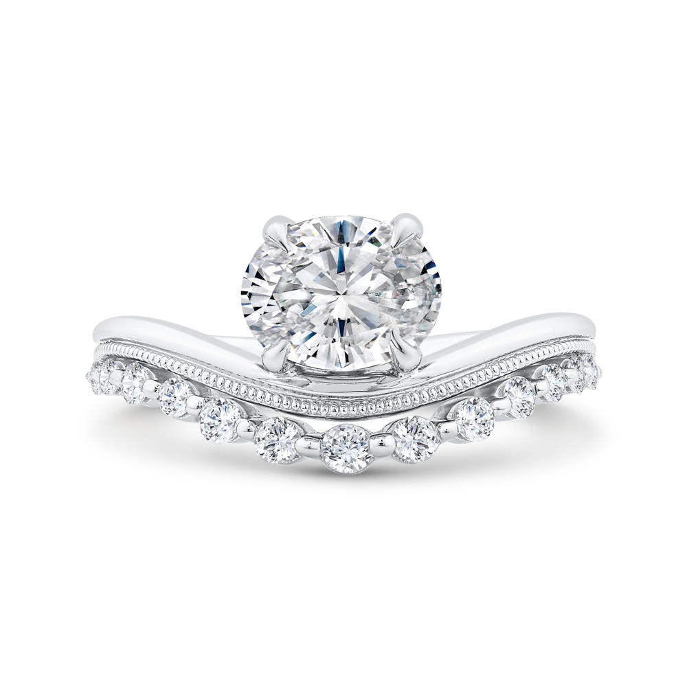 14k white gold oval diamond engagement ring (semi-mount)