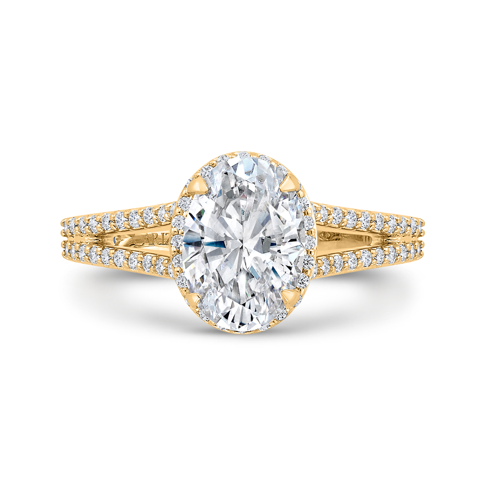 14k yellow gold oval cut diamond engagement ring (semi-mount)