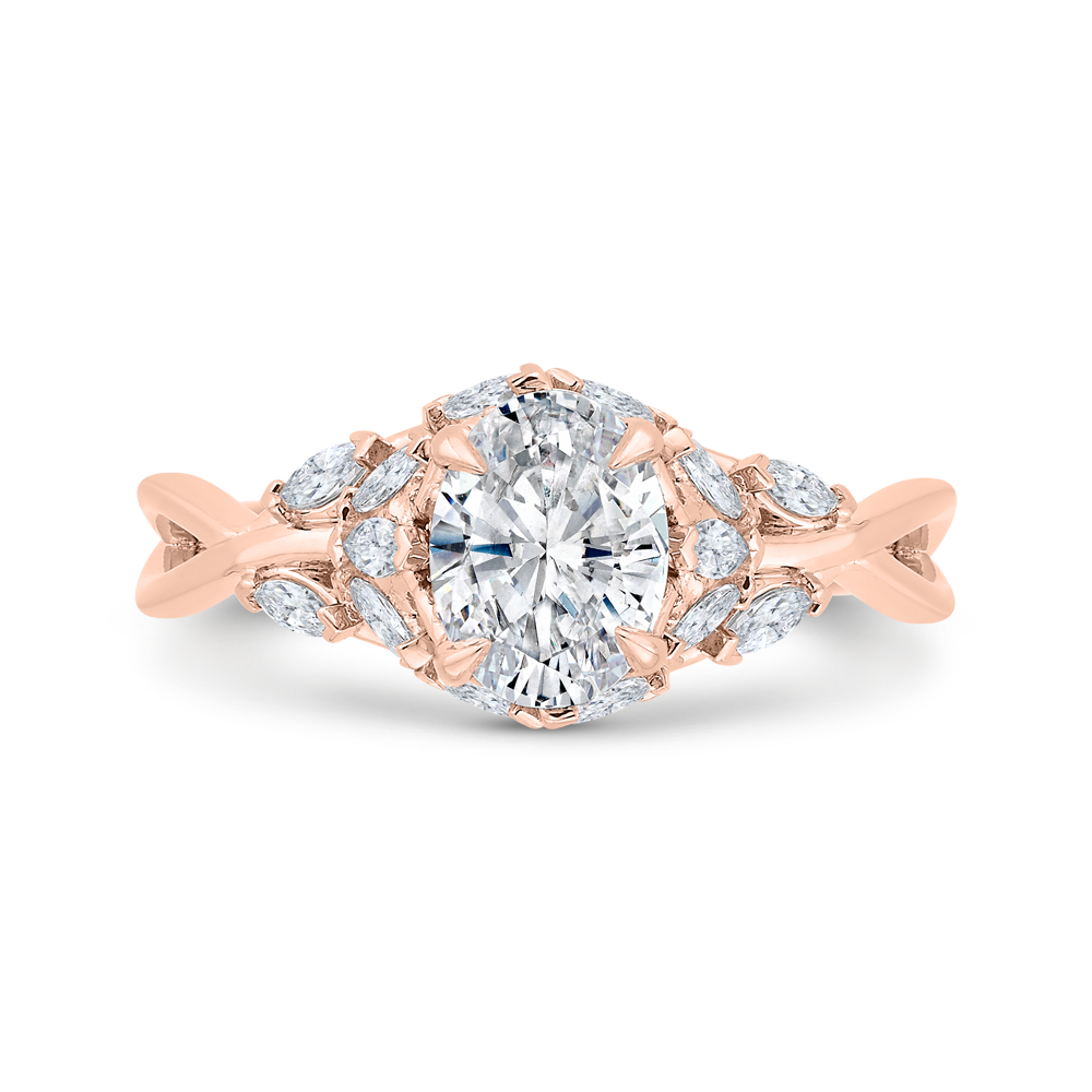 14k rose gold oval cut diamond engagement ring (semi-mount)