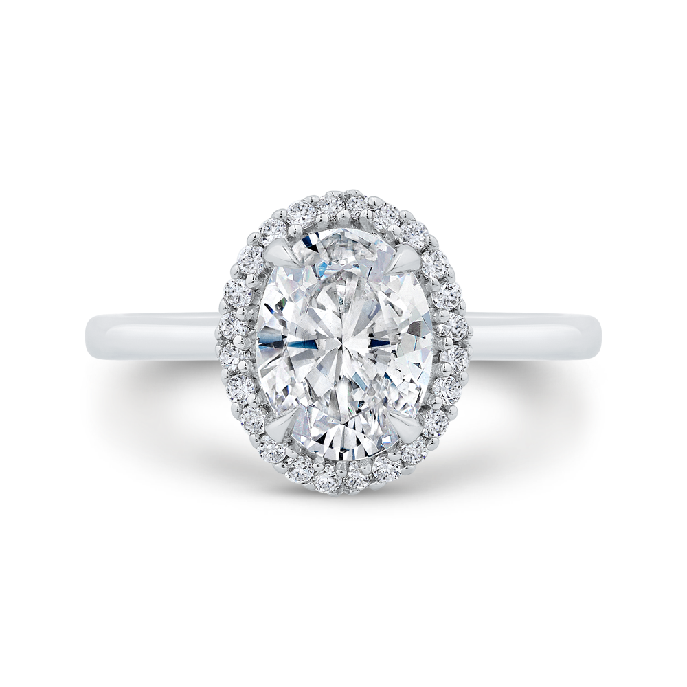 14k white gold oval cut diamond engagement ring (semi-mount)
