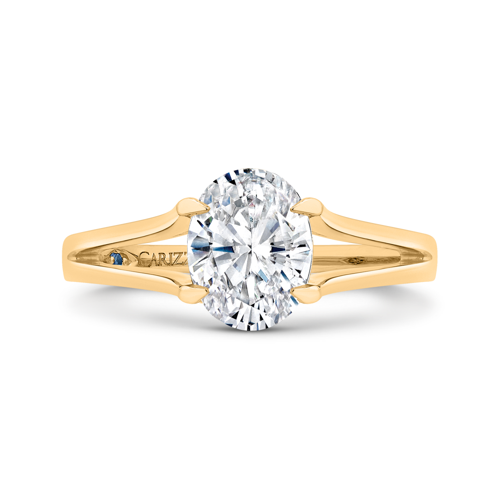 14k yellow gold oval cut diamond solitaire engagement ring (semi-mount)