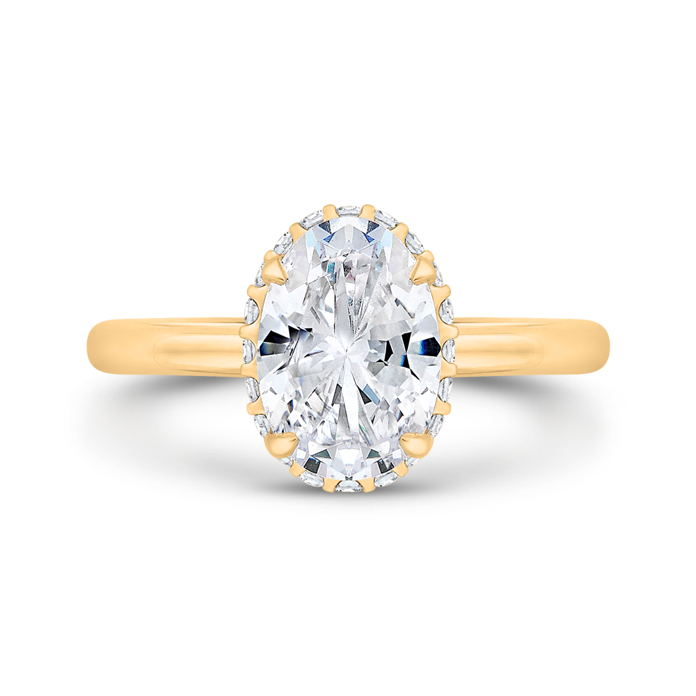 14k yellow gold oval cut diamond solitaire engagement ring (semi-mount)