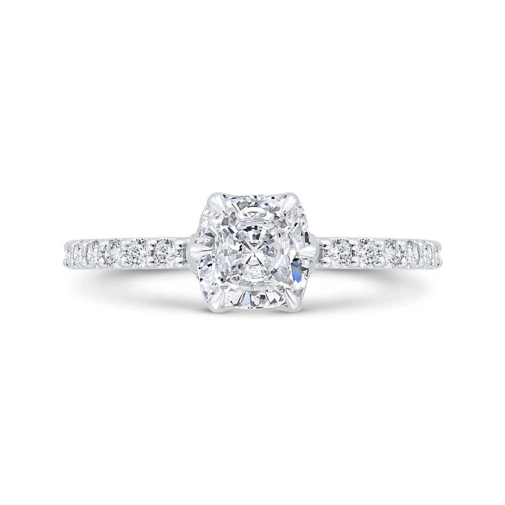 14k two tone gold cushion cut diamond engagement ring (semi-mount)