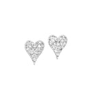 front view of 10kw heart shaped stud earrings with diamonds.