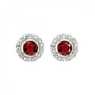 ER10366-1WDR_10KW Round Halo Style Ruby Earrings