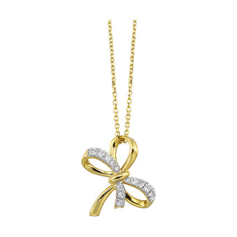 Yellow Gold and Diamond Bow Pendant<br>PD11240-4yc
