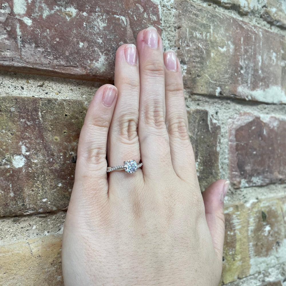 14K White Gold Diamond Engagement Ring (Semi-Mount on hand