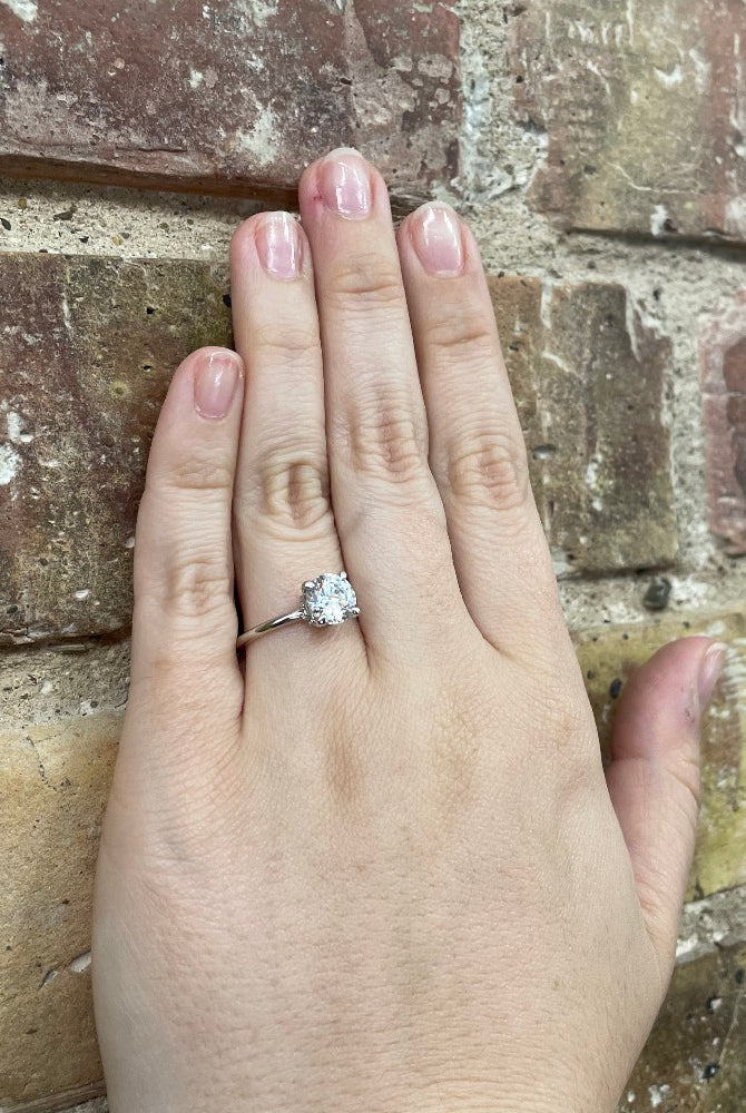 14K White Gold Round Cut Diamond Classic Engagement Ring (Semi-Mount) on hand