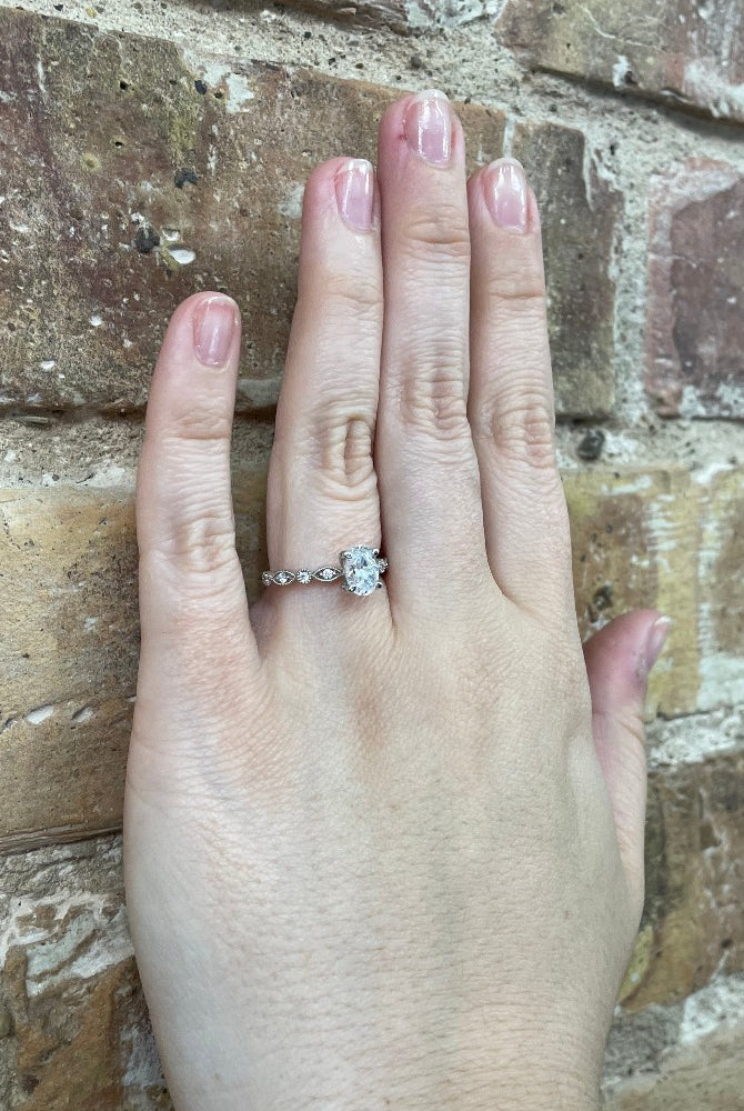 14K White Gold Diamond Engagement Ring (Semi-Mount) on model