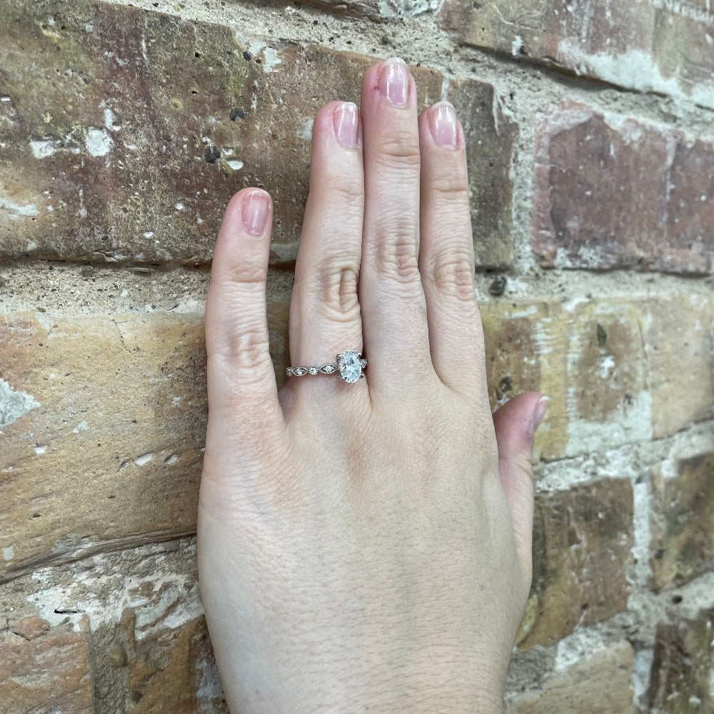 14K White Gold Diamond Engagement Ring (Semi-Mount) on model