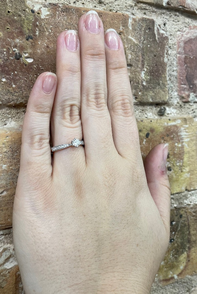 14K White Gold Diamond Engagement Ring on hand
