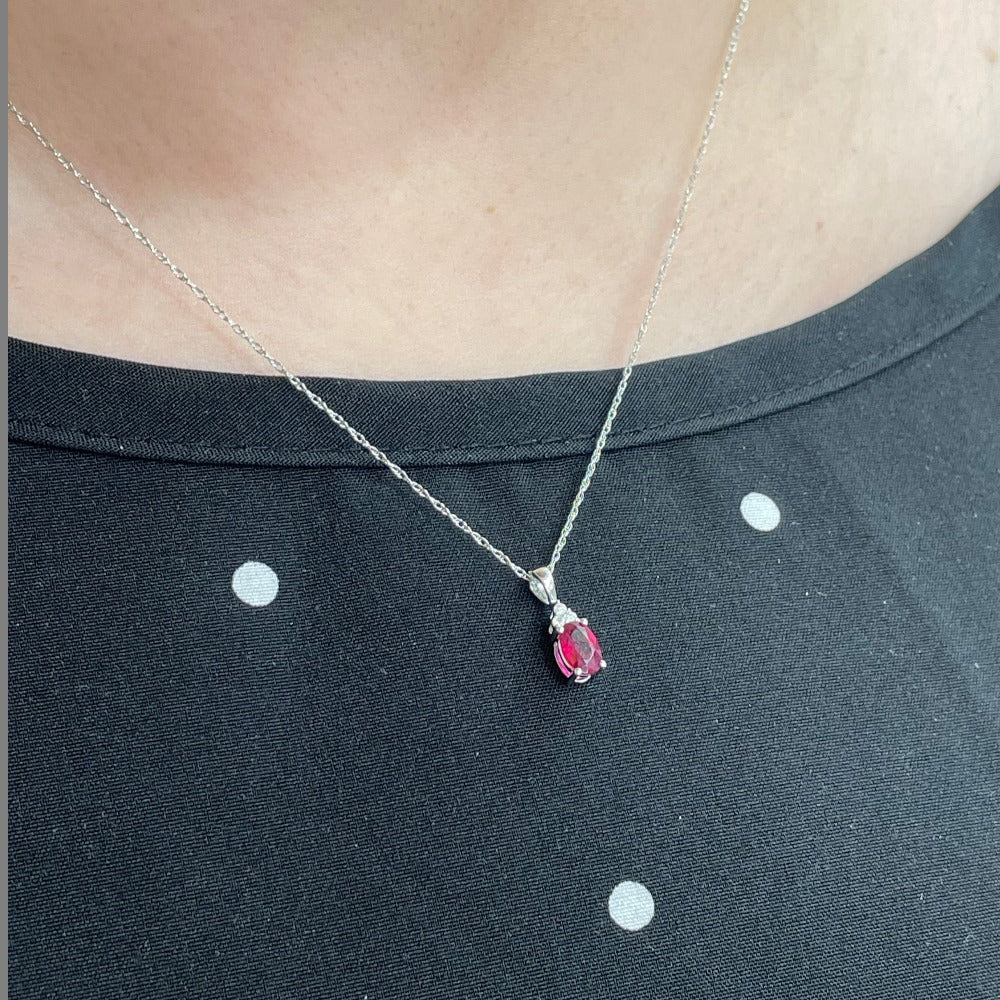 10KW Oval Shaped Ruby Necklace on  model