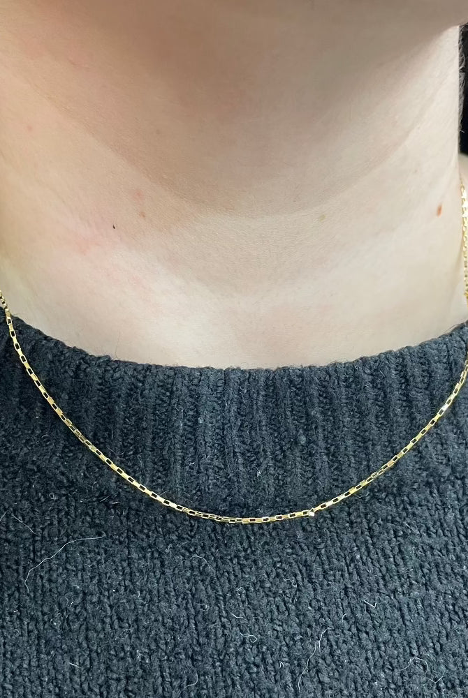 14K Gold Link Box Chain on model
