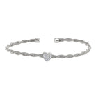 Twisted Cable Cuff Bracelet with Central Heart (LL7115B-RH)