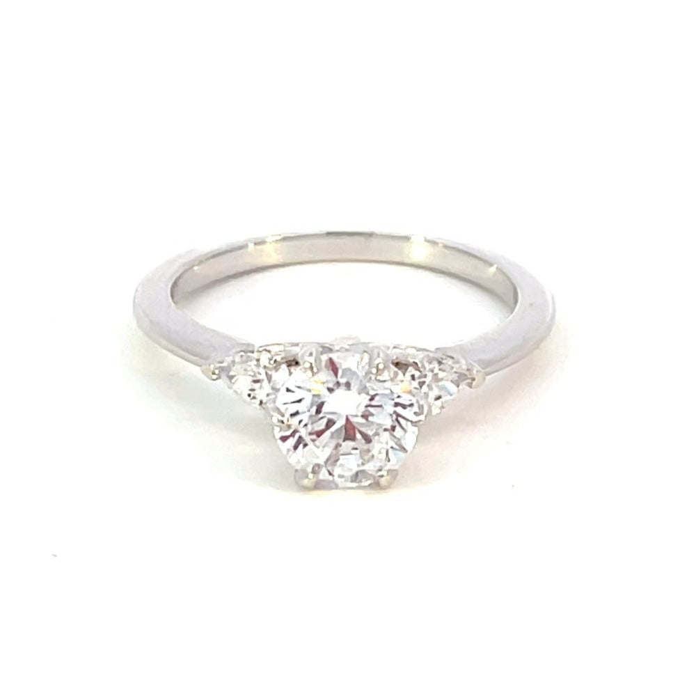 A Three Stone Cathedral Engagement Ring
