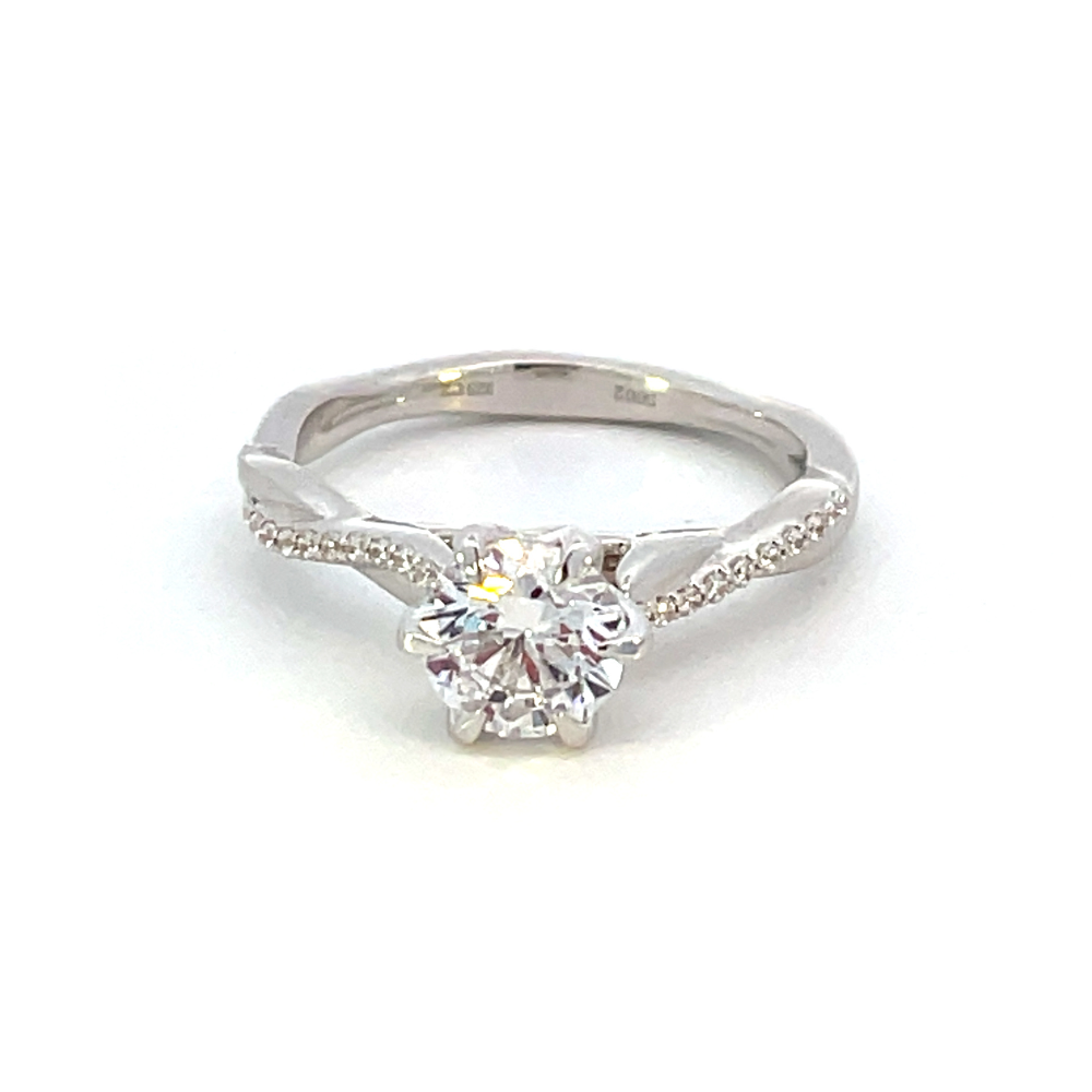 The Intertwined Shank Princess Solitaire Engagement Ring