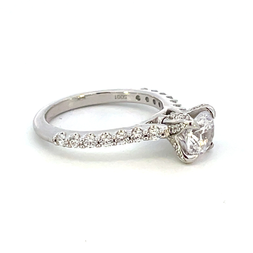 14K White Gold Princess Solitaire Diamond Head with Classic Shank Cathedral Engagement Ring