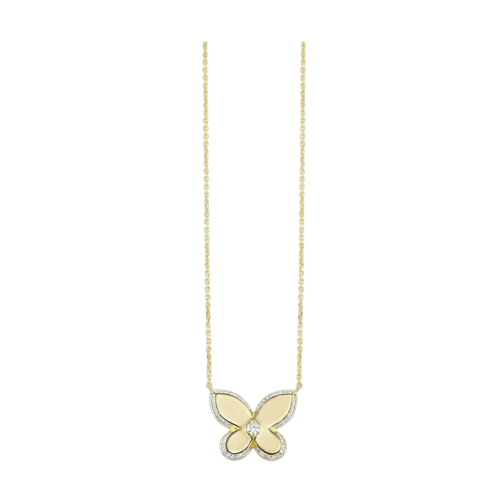 10K Yellow Gold and Diamond Butterfly Pendant 1/5 CTW