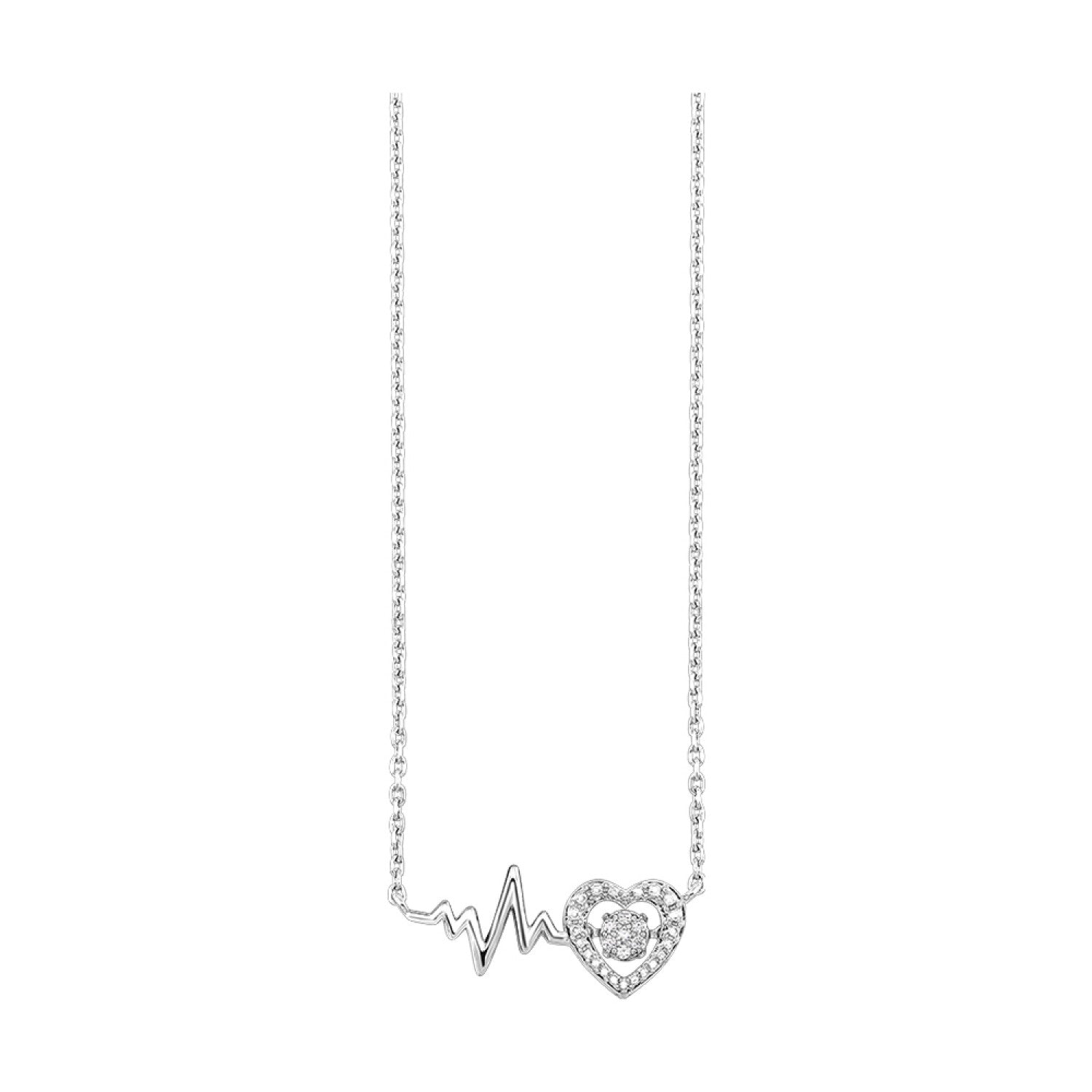 PD10924-SSSCSterling Silver ROL Beating Heart Diamond Cluster Pendant