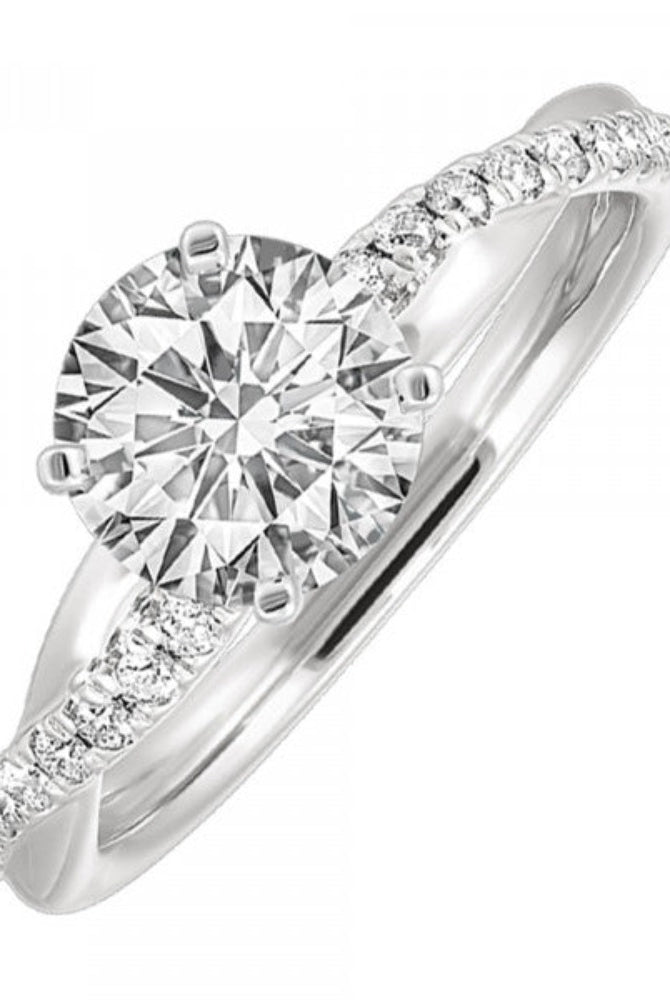 14KW Semi-Mount Engagement Ring with Twisted Shank 1/5 CTW