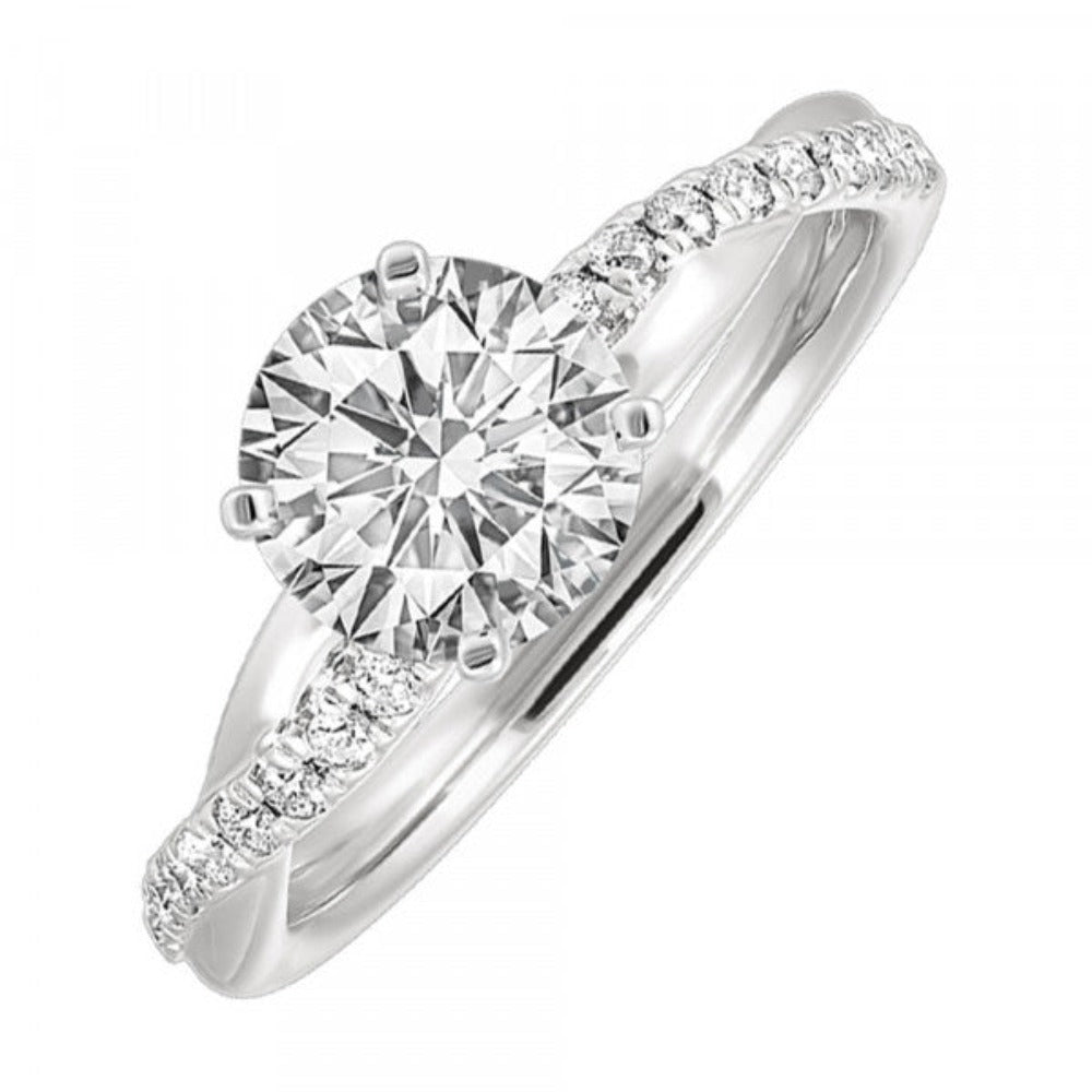 14KW Semi-Mount Engagement Ring with Twisted Shank 1/5 CTW
