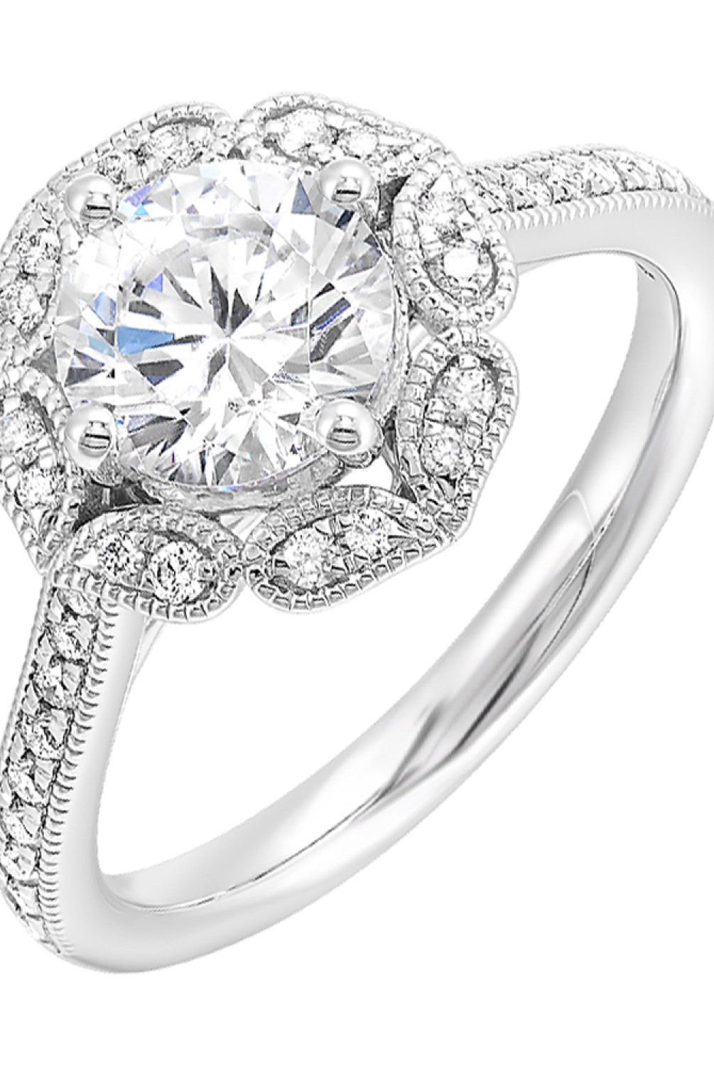 14KW Semi-Mount Halo Style Engagement Ring with Diamonds 1/4 CTW