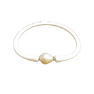White Silicon and Freshwater Pearl Bracelet