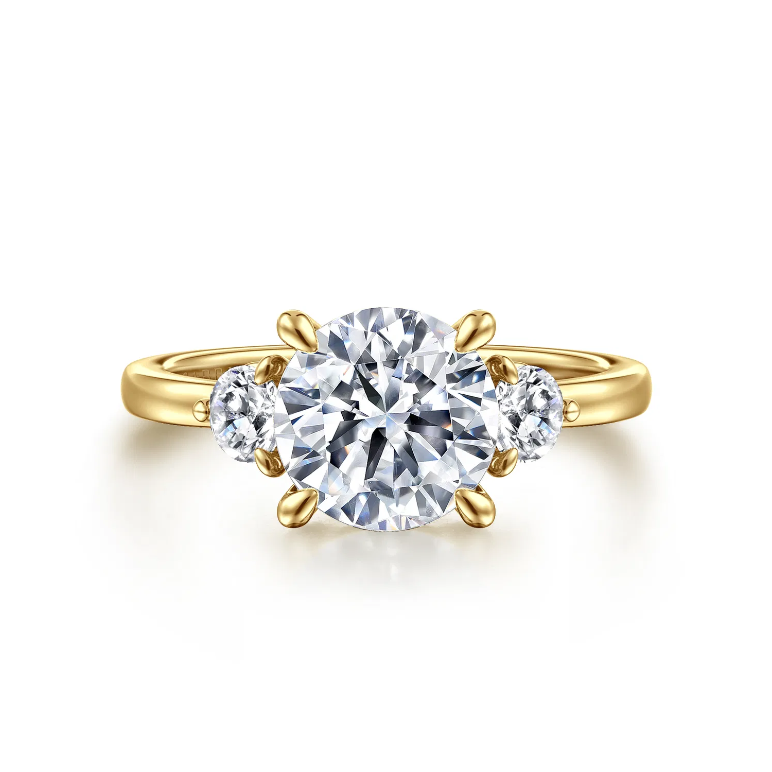 Adeline - 14K Yellow Gold Round Three Stone Diamond Engagement Ring