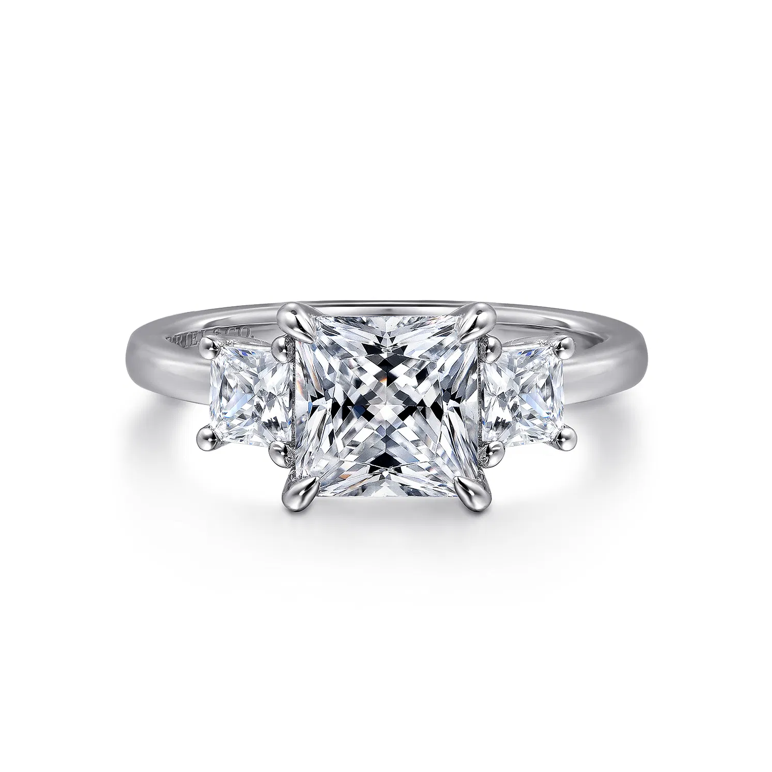 Antonia - 14K White Gold Princess Cut Three Stone Diamond Engagement Ring