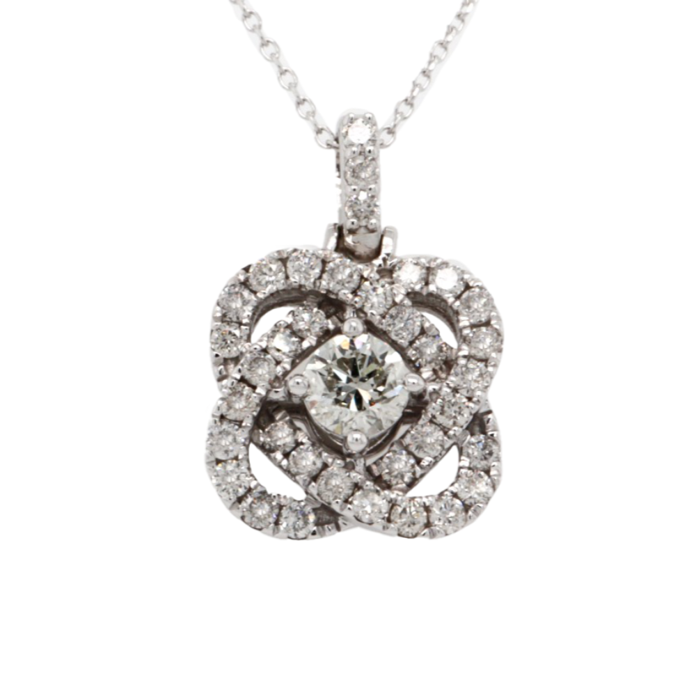 14K White Gold & Diamond Love's Crossing Infinity Heart Love Knot Pendant