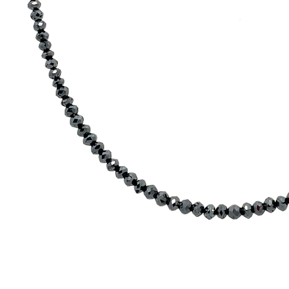 Faceted Black Diamond Bead Necklace 22 CTW up close