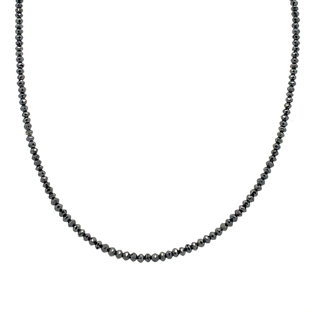 Faceted Black Diamond Bead Necklace 22 CTW