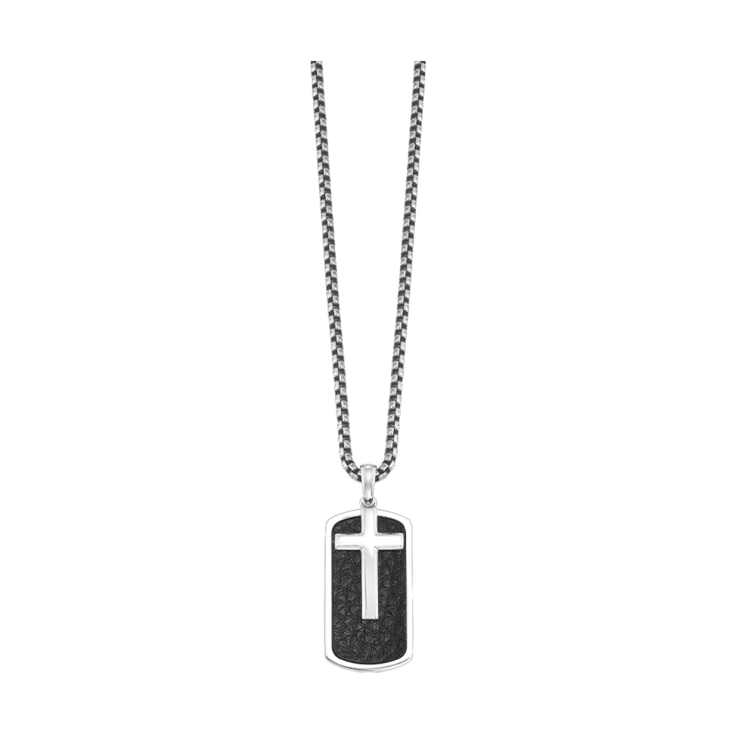 Steel Cross and Dog Tag Pendant