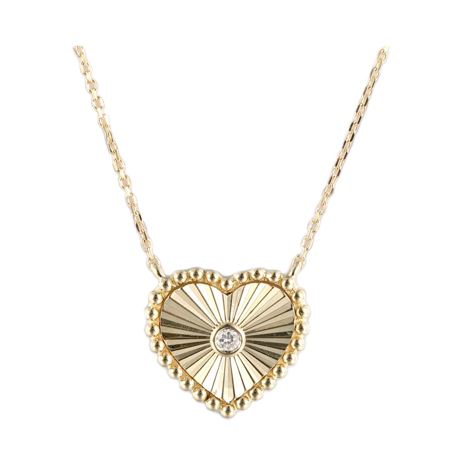 10K Yellow Gold Heart Pendant with Diamond Accent