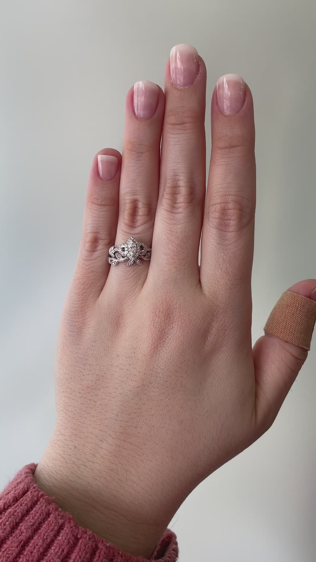short video clip of the wedding set on a hand shot in natural light.