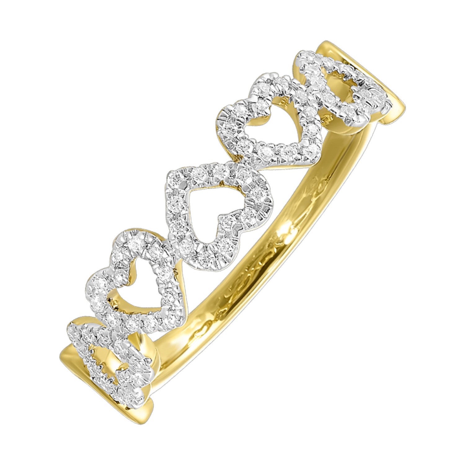 10KY Diamond Hearts Fashion Ring