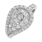 14KW Sideways Teardrop Diamond Cluster Fashion Ring 1 CTW 3