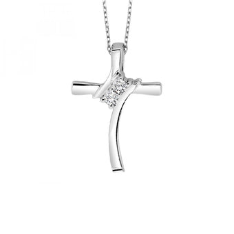 Silver and Diamond Cross Twogether Pendant<br>TWO1020-ssd