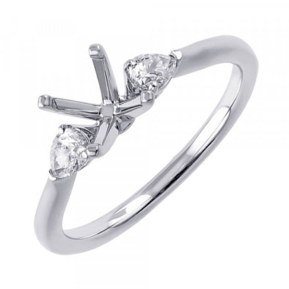 14KW Semi-Mount Engagement Ring with Pear-Shaped Diamond Accents 1/3 CTW