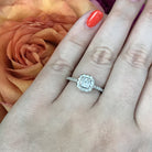 .90 CTW Diamond Halo Engagement Ring on model