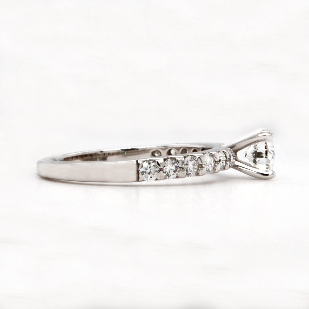 Round Center with Shared Prong Band Engagement Ring Side 1