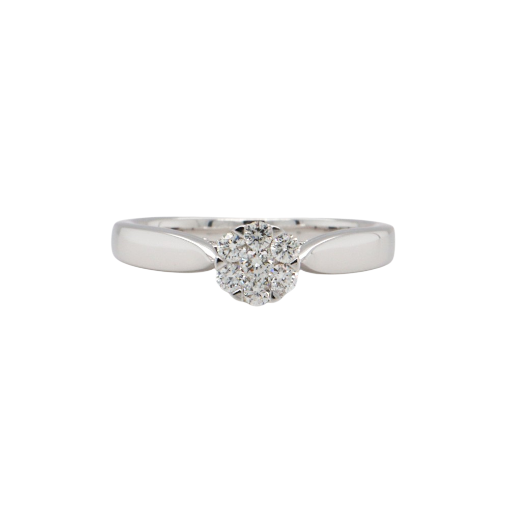 14K White Gold Round Diamond Cluster Center Ring 3