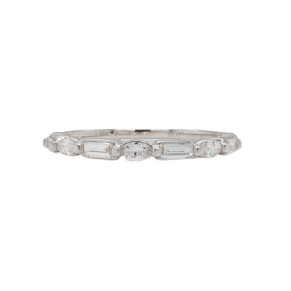  Diamond Wedding Band with Marquise and Baguette Cut Stones 